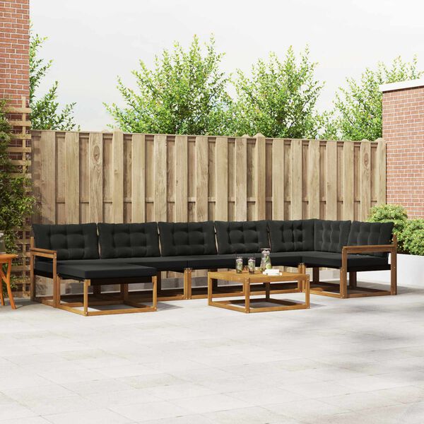 vidaXL Outdoor-Sofagarnitur mit Kissen 22 pcs Nat&uuml;rlich und Schwarz