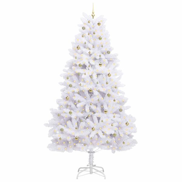 vidaXL K&uuml;nstlicher klappbarer Weihnachtsbaum Wei&szlig; 300 cm PVC und Stahl