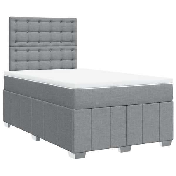 vidaXL Boxspringbett mit Matratze Hellgrau 120x190 cm Stoff