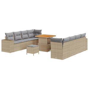 vidaXL Gartensofa-set 11 stk. Beige Poly-Rattan