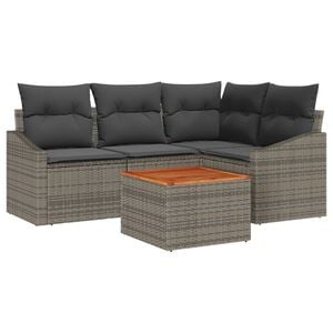 vidaXL Gartensofa-set mit Speicher 5 pcs Grau Poly-Rattan