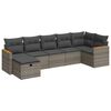 vidaXL 7-tlg. Garten-Sofagarnitur mit Kissen Grau Poly Rattan