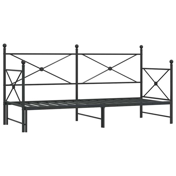 vidaXL Tagesbett Ausziehbar ohne Matratze Schwarz 90x200 cm Stahl