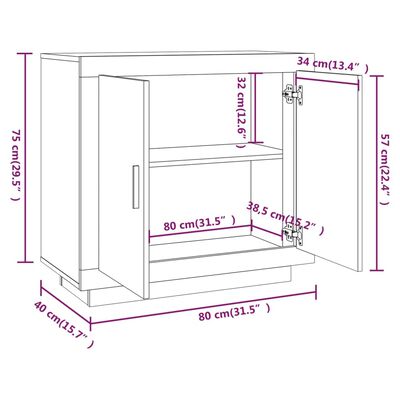 vidaXL Sideboard Sonoma-Eiche 80x40x75 cm Holzwerkstoff