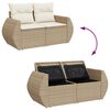 vidaXL Gartensofa-set mit Kissen 9 pcs Beige und Creme Poly-Rattan