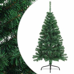 vidaXL K&uuml;nstlicher Halb-Weihnachtsbaum mit St&auml;nder Gr&uuml;n 150 cm PVC