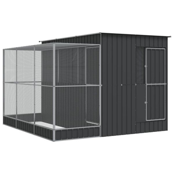 vidaXL Voliere mit Erweiterung Silber 290 x 303 x 216 cm Stahl