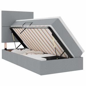 vidaXL LED-Speicherbett mit Matratze Hellgrau 90 x 190 cm Stoff