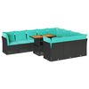 vidaXL 11-tlg. Garten-Sofagarnitur mit Kissen Schwarz Poly Rattan