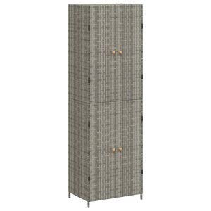 vidaXL Gartenschrank Grau 59x40x180 cm Poly Rattan