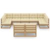 vidaXL 9-tlg Garten-Lounge-Set mit Kissen Honigbraun Massivholz Kiefer