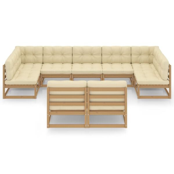 vidaXL 9-tlg Garten-Lounge-Set mit Kissen Honigbraun Massivholz Kiefer