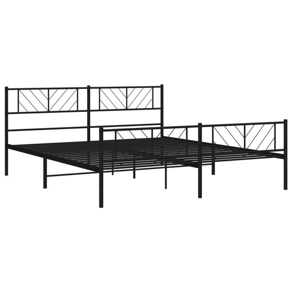 vidaXL Metallbett ohne Matratze mit Fu&szlig;teil Schwarz 180x200 cm