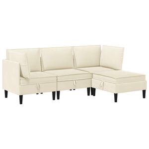 vidaXL Wohnzimmergarnitur 4 stk. Creme Stoff