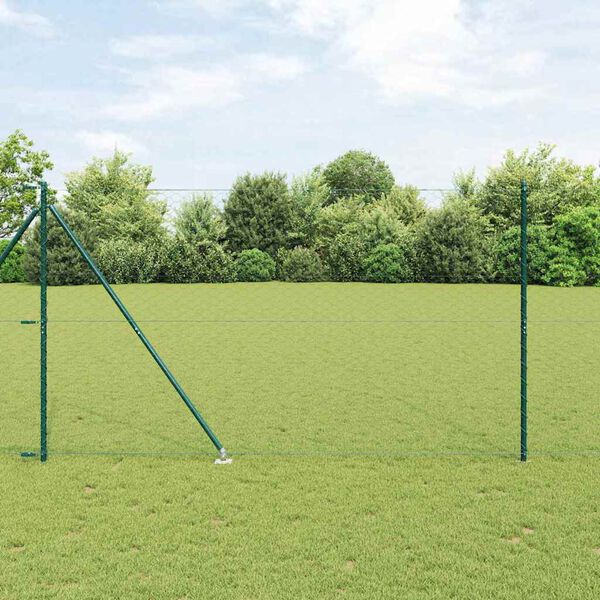 vidaXL Zaunpfosten Grün 50 x 1,5 m (50 mm Maschen) Stahl und PVC
