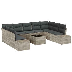vidaXL Gartensofa-set mit Kissen 9 pcs Hellgrau Polyrattan