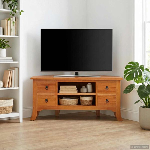 vidaXL TV-Schr&auml;nk Natur 100 x 40,5 x 46 cm Massives Mahagoni Holz