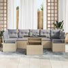 vidaXL Garten-Sofa-Set mit Kissen 8 pcs Beige und Hellgrau Poly-Rattan