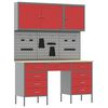 vidaXL Werkbank 8 Stk. Rot und Grau Ingenieure Holz und Stahl