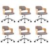 vidaXL Drehbare Esszimmerst&uuml;hle 6 Stk. Taupe Bugholz und Stoff