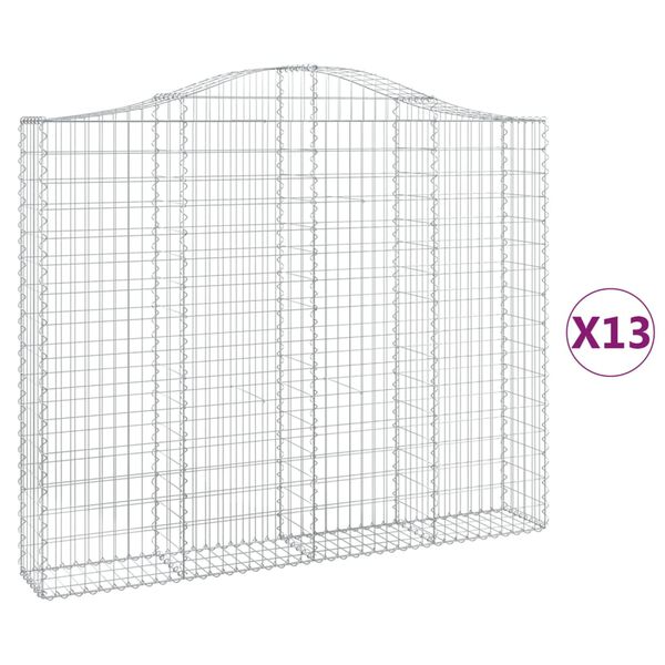 vidaXL Gabionen mit Hochbogen 13 Stk 200x30x160/180cm Verzinktes Eisen