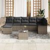 vidaXL Garten-Sofa-Set mit Kissen mit Speicher 8 pcs Grau Poly Rattan