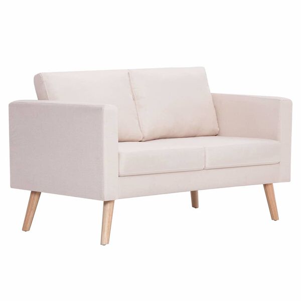 vidaXL 2-Sitzer-Sofa Stoff Cremeweiß