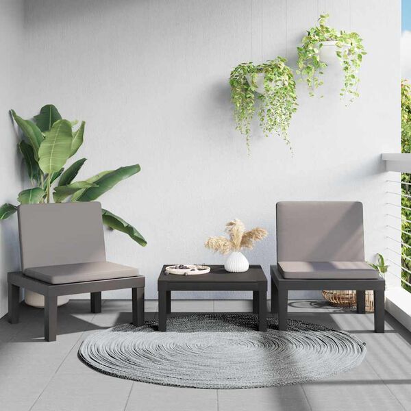 vidaXL Sonnenliege mit Kissen Anthrazit PP