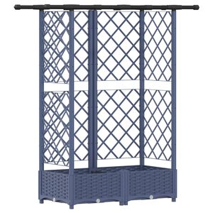 vidaXL Hochbeet mit Rankgitter und Dach Grau 124 x 40 x 121 cm PP