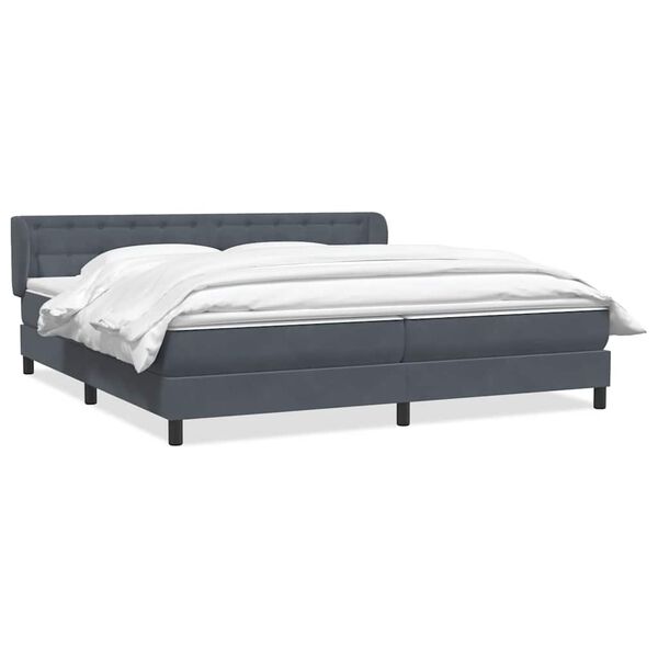 vidaXL Boxspringbett mit Matratzen Dunkelgrau 200x210 cm Samt