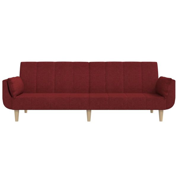 vidaXL Schlafsofa 2-Sitzer mit 2 Kissen Weinrot Stoff