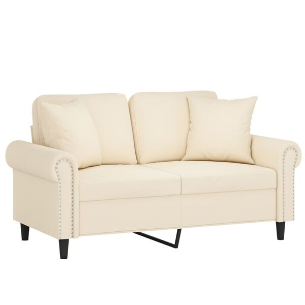 vidaXL 2-Sitzer-Sofa mit Kissen Creme 120 cm Samt