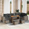 vidaXL Gartensofa-set mit Kissen 10 pcs Grau Poly-Rattan