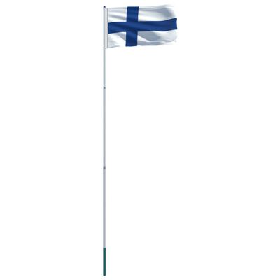 vidaXL Flagge Finnlands und Mast Aluminium 6 m