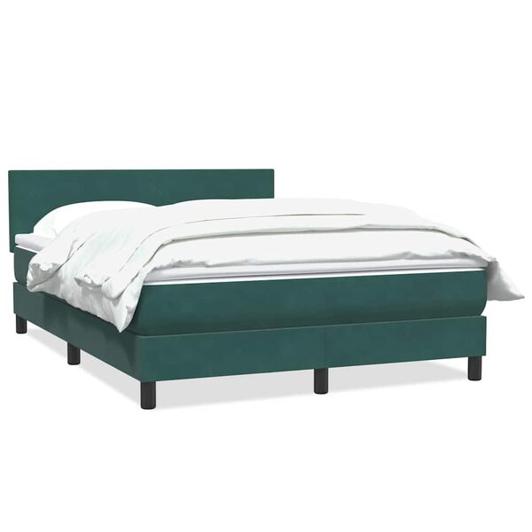 vidaXL Boxspringbett mit Matratze Dunkelgr&uuml;n 140x220 cm Samt