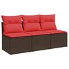 vidaXL Gartensofa mit Kissen 3-Sitzer Braun Poly Rattan