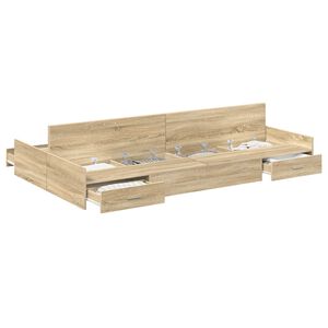 vidaXL Aufbewahrungsbettgestell mit Kopfteil Sonoma-Eiche 120 x 190 cm