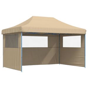vidaXL Partyzelt Faltbar Pop-Up mit 3 Seitenteilen Beige