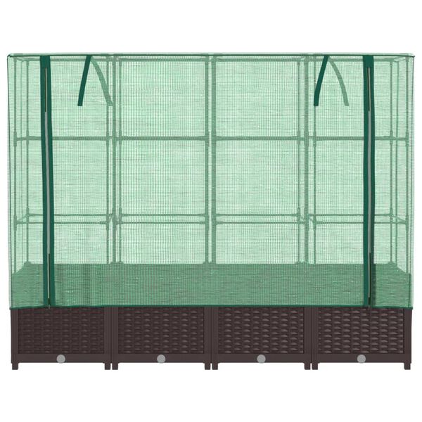 vidaXL Hochbeet mit Gewächshaus-Aufsatz Rattan-Optik 160x40x138 cm