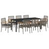 vidaXL Garten Essgruppe mit Kissen 9 pcs Grau und Schwarz Rattan