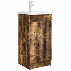 vidaXL Badezimmerschrank mit Waschbecken Ger&auml;ucherte Eiche