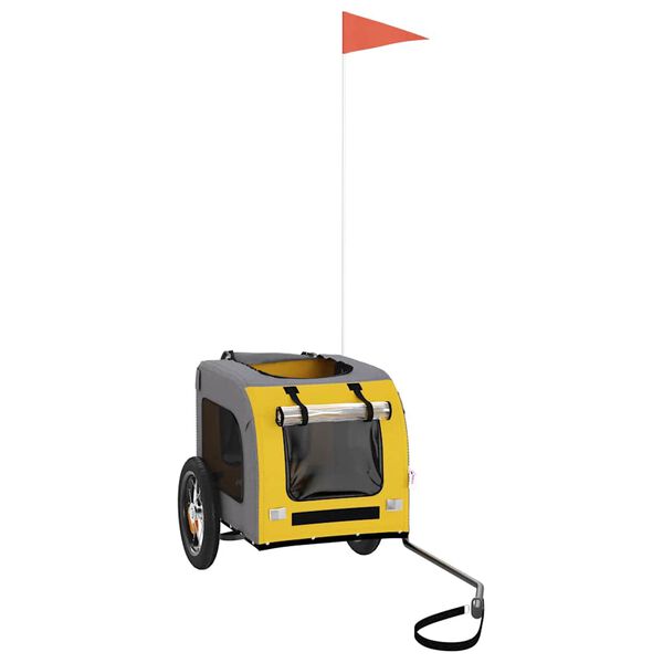 vidaXL Fahrradanh&auml;nger Hunde Gelb und Grau Oxford-Gewebe und Eisen