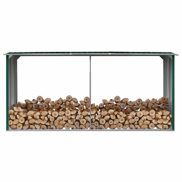 vidaXL Brennholzlager Verzinkter Stahl 330 x 92 x 153 cm Gr&uuml;n