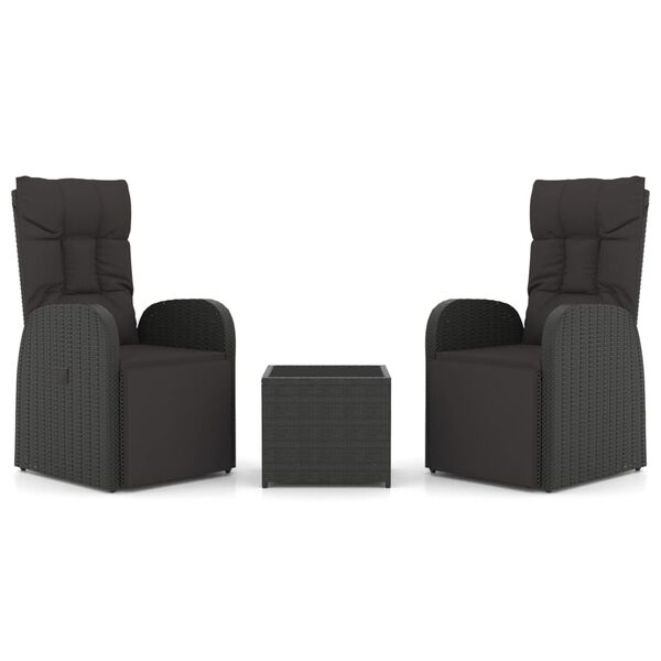 vidaXL 3-tlg. Garten-Lounge-Set Schwarz Poly Rattan & Stahl