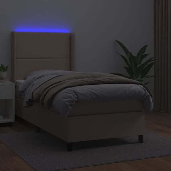 vidaXL Boxspringbett mit Matratze & LED Cappuccino-Braun 90x190cm
