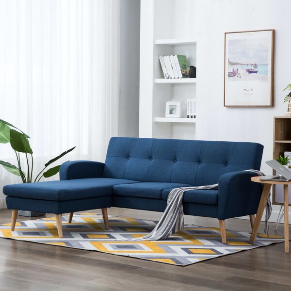 vidaXL Sofa in L-Form Stoffbezug 186 x 136 x 79 cm Blau