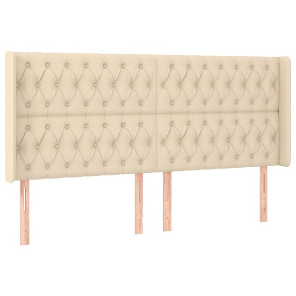 vidaXL Kopfteil mit Ohren Creme 203x16x118/128 cm Stoff