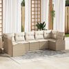 vidaXL Gartensofa-set mit Kissen 7 pcs Beige und Wei&szlig; Poly-Rattan