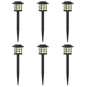 vidaXL Au&szlig;en Solarlichter mit Erdnagel 6 stk. Warmes Wei&szlig; 38,5 cm PP