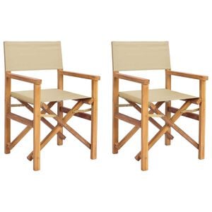 vidaXL Regiestuhl Braun und Beige Massives Teakholz